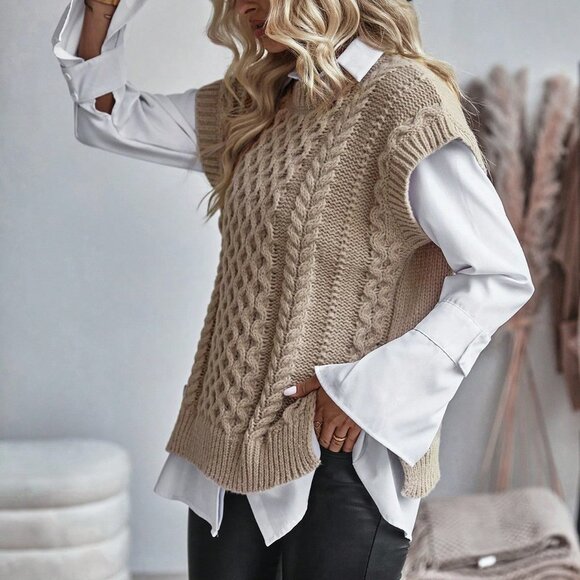 Cable Knit Sweater Vest - Picture 1 of 5